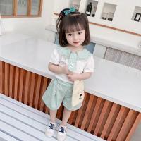 baby girl short sleeve suitชุดเด็กผู้หญิงแขนสั้นขาสั้นกางเกงขาสั้นลายสก๊อตเสื้อหูกระต่ายแฟชั่น1~2~3ปี