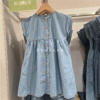 Uniqlo childrens clothing girls casual pleated dress washed products (short-sleeved 23 spring and summer) 454263