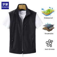 ROMON เสื้อกั๊กผู้ชายเสื้อฤดูร้อนยุทธวิธีบาง Casual Gilet Outwear Multi Pocket ตกปลาเสื้อกั๊กชายใหม่ Chalecos(M-4XL)