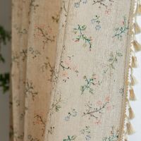 【YD】 Cotton  Half-curtain Thick with Tassels Curtains for Room Valance Window Decoration