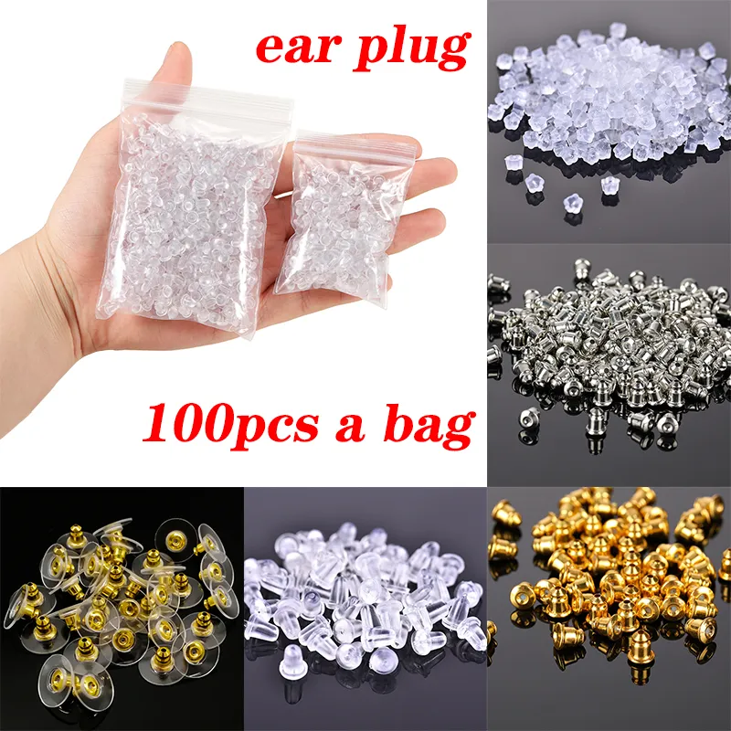 100pcs/lot Earrings Jewelry Accessories Rubber Back silicone round