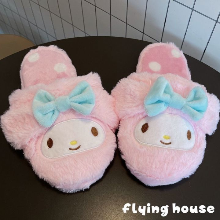 a-so-cute-sanrio-kuromi-cinnamoroll-babycinnamoroll-รองเท้าแตะสวมในหอพักสไตล์นักเรียนฤดูใบไม้ร่วงและฤดูหนาวปิดนิ้วเท้าผ้าฝ้าย