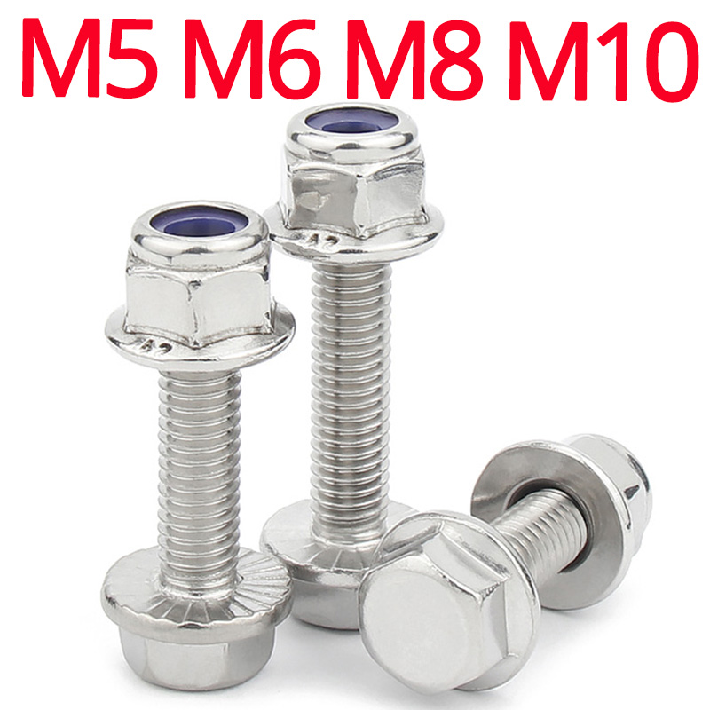 M5 M6 M8 M10 304 Stainless Steel Flanged Hex Head Bolts Nut Flange Hexagon Screw 