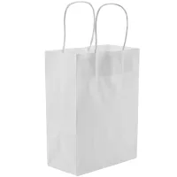 Kraft Paper Bags 25Pcs 5.9X3.14X8.2 Inches Small Paper Gift Bags White Paper Bags With Handles Paper Shopping Bags Party Bags Recyclable Kraft Bags