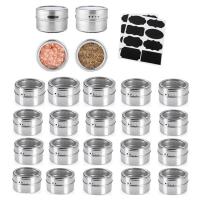 hotx【DT】 Magnetic Spice Jars Wall Mounted Rack Tins Seasoning Containers With Label Set
