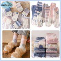 ELLENOUISE Warm WARM ของขวัญคริสต์มาส นุ่ม ตุ๊กตา หนา ลายอุ้งเท้า ถุงเท้าตั้งพื้น Cashmere Sox ถุงเท้ากำมะหยี่ปะการัง