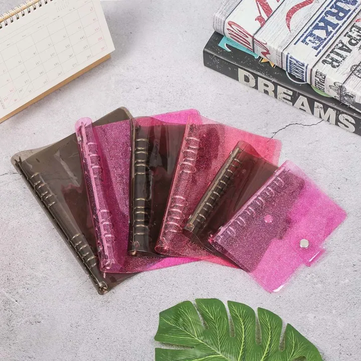 YOULLINGY Pink A5/A6/A7 Black Loose Leaf Ring Notepad Planner Clip