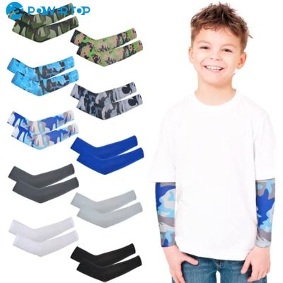 1Pair Arm Sleeves for Kids Camouflage Solid Toddlers Child UV Protection Sleeve Cooling Anti Slip Arm Sleeve Ice Silk Arm Covers Towels