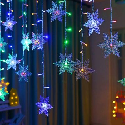 4M Christmas Light Led Snowflake Curtain Icicle Fairy String Lights 8 Modes Led Fairy Lights For Home Party Garden New Year Dec
