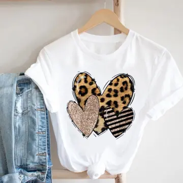 Heart print sales t shirt