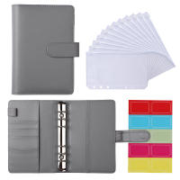 A6 PU หนังโน้ตบุ๊ค Binder Budget Planner Organizer 6แหวน Binder 12 Binder กระเป๋าและ1แผ่น Budget แผ่น Lable