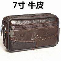 Scarecrow cross-waist cowhide mobile phone bag waist bag mens belt mobile phone bag 7-inch genuine leather horizontal mobile phone