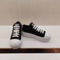 2023 miu miuˉnew biscuit shoes all-match heightened thick-soled lace-up casual sports shoes sneakers small white shoes