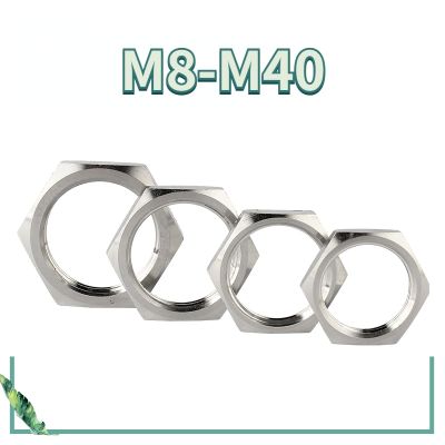 304 Stainless Steel Hex Lock Nut Pipe Fitting M8-M40 Pitch 1mm/1.5mm (5pcs/lot) Metric Female Nails  Screws Fasteners