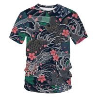 Summer Fashion Sketch Brocade carp graphic t shirts Men Casual Fun Printed Tees Personality Hip Hop Short Sleeve streetwear Top