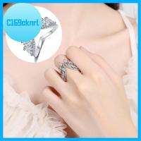 C169CKNRL 1pc Bracelet or2pcs Ring เครื่องประดับอัญมณีอัญมณี ชุดแหวนกำไลข้อมือ ดีไซน์ปีกนางฟ้า รูปร่างปีก กำไลข้อมือคริสตัล ของใหม่ สีขาวขาว สร้อยข้อมือคริสตัลหยดน้ำเพทาย สำหรับผู้หญิง