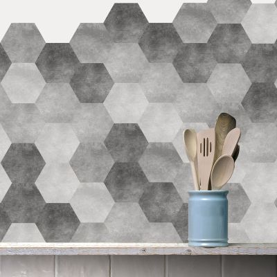 【CC】❧☢✲  Limestone Floor Stickers Wear-resistant Removable Hexagonal Sticker Mural Decoration Supply