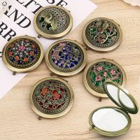 【BEIBEI】 Folding Pocket Mirror Round Compact Double-sided Vintage Hollow Makeup Mirrors