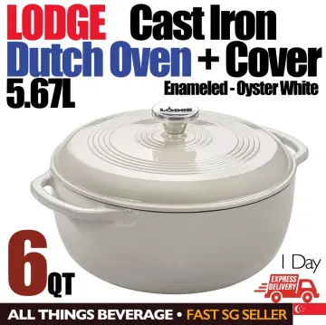 Lodge EC6D13 6 qt Cast Iron Dutch Oven Enamel Oyster White