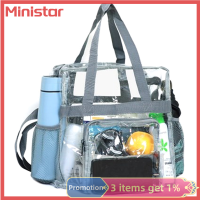 Ministar กระเป๋าถือกระเป๋าหนังสือทรงโท้ทกระเป๋าสะพายข้างไหล่แบบโปร่งใสพกพาสำหรับผู้หญิง