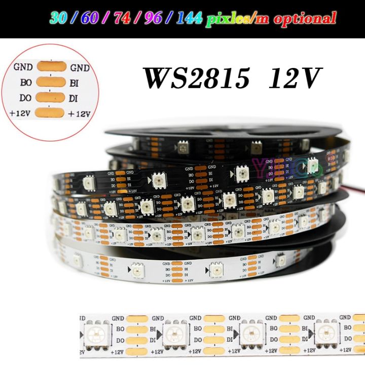 ❡ 1 5m WS2815 addressable 5050 RGB LED Strip pixel full Color Light Tape 30/60/74/96/144  leds/m WS2811 IC Magic bar IP30/65/67 5V