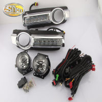 SNCN ไฟหน้ารถ LED 12V 12V 2ชิ้นสำหรับมิตซูบิชิปาเจโร2015 2016 2017กลางวันแบบไดนามิกสัญญาณไฟสีเหลืองไฟตัดหมอก DRL