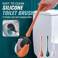 Long Handled Toilet Cleaning Brush Silicone Toilet Brushes With Holder Set Wall-Mounted Modern for Bathroom Accessories