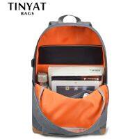 TINYAT Mens 15 inch laptop backpacks computer male school Backpacks Rucksacks leisure for teenage Travel Shoulder Mochila Grey