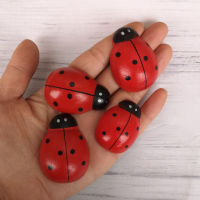 ไม้ขนาดใหญ่ Ladybug แมลงสัตว์ไม้หัตถกรรม DIY อุปกรณ์เสริม Miniature Fairy Garden ตกแต่ง-ogfhdsd