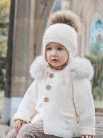 Ins Spanish Children Mink Fur Hat Winter Fox Fur Ball Braid Ear Hat อุปกรณ์ถ่ายภาพ Props อุปกรณ์ฤดูหนาวสําหรับเด็ก Baby Boy Hat