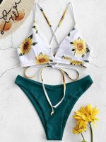 Sunflower Printed Bikini Set Sexy Swimwear Women 2023 Mujer Push Up Padded Biquini Bathers Bandage Bathing Suit Swimsuit Bikini