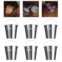 6pcs Metal Buckets French Fry Container Small Pail Containers With Handles Tin can Tinplate Pails for Candies