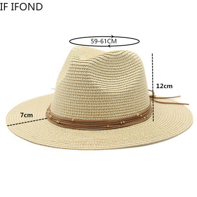 [hot]Big Size 60CM New Straw Hat 7cm Brim Summer Cooling Beach Sun Hat Outdoor Party Panama Jazz Hat Sombreros De Mujer