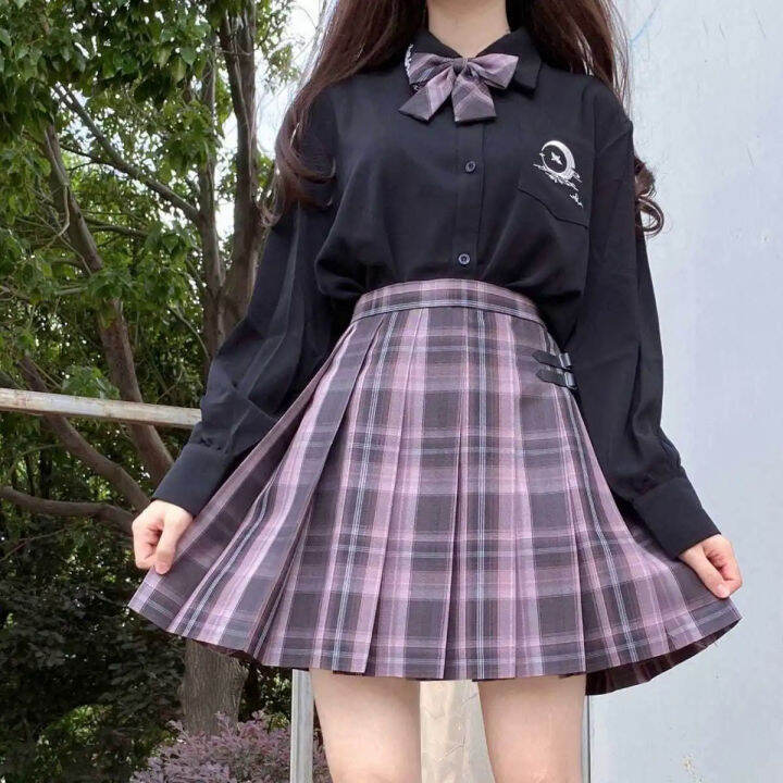 School Girl Uniform Pleated Skirts Japanese School Uniform High Waist A