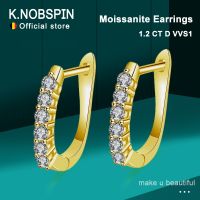 KNOBSPIN 925 Sterling Silver Moissanite Earrings for Women Real D Color VVS1 Diamonds with GRA Certificate Huggie Hoop Earring