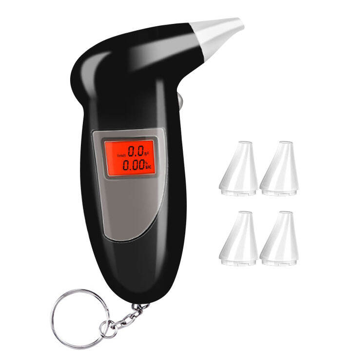 แบบพกพา Breathalyzer 5 Mouthpieces Breath Alcohol Tester พวงกุญแจ