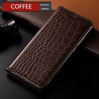 Crocodile Pattern Genuine Leather Magnetic Flip Cover For Asus Rog 3 5 Ultimate 5s Pro Rog Phone II ZS660KL Cases