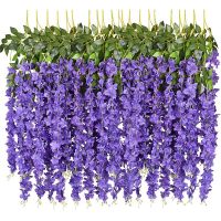 12Pcs Wisteria Artificial Flower Vines Flowers 110Cm Rattan Hanging Flower Garlands String Home Decor Party Wedding Dec