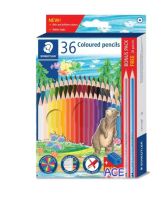 ดินสอ สีไม้ สเต็ดเล่อร์ STAEDTLER COLOURED PENCILS มี 36 สีแบบแท่งยาว(แถมฟรีกบเหลา+ดินสอ 2B 2 แท่ง) รุ่น 143 C36P