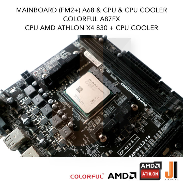 ชุดสุดคุ้ม-mainboard-a87fx-fm2-a68-amd-athlon-x4-830-with-cpu-cooler-3-0-3-4-ghz-4-cores-4-threads-65-watts-สินค้ามือสองสภาพดีมีฝาหลังมีการรับประกัน