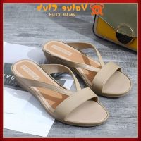 COD DSFEDTGETEER 【Value Club】Slippers Womens Sandals PVC Non Slip Slope Heel Flip Flops Casual Fashion