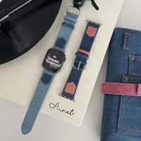 【Hot Sale】 Suitable for applewatch8 generation 45 denim embroidery cute wheel album niche strap 6