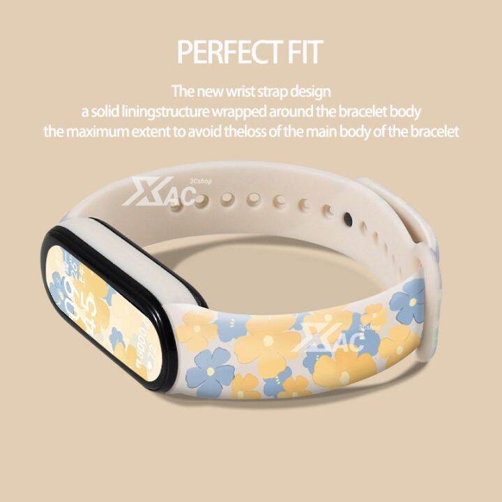 สายนาฬิกาข้อมือซิลิโคน-ลายดอกไม้-สําหรับ-mi-band-7-6-5-4-3-miband-correa