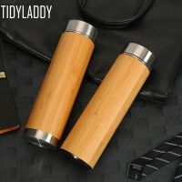 ﹉ Bamboo Vacuum Flasks Stainless Steel Liner Thermos Travel Mug Tea Cup Insulation Thermal Bottle Wooden Tumbler Water Bottle