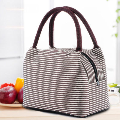Picnic Storage Bag Waterproof Lunch Food Bags Insulation Style Thermal Striped Pattern