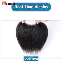 AOSIWIG ผู้ชายสังเคราะห์ Toupee สั้นธรรมชาติสีดำเรียบผมชิ้นแพทช์สำหรับ V-สไตล์หน้าผาก Coverd วิกผม