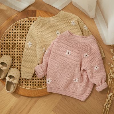 Winter Autumn New Baby Boys Girls Sweater Long Sleeve Cute Flower Knit Clothes Newborn Knitwear Pullover Top For Infant