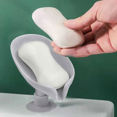 Leaf Shape Soap Box Drain Stand Suction Cup Rack Punch-free Soap Holder