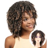 Dreadlock Wigs For Women Ombre Synthetic Braided Wigs African Faux Locs Twist Crochet Hair Black Brown Red Short Wig