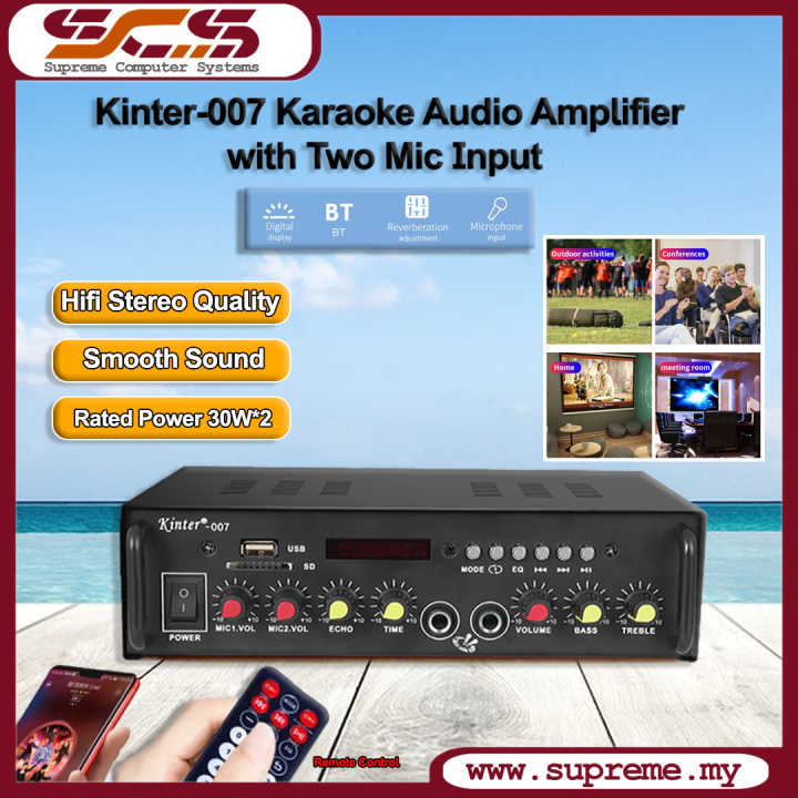 Kinter007 Karaoke Audio Amplifier with Two Mic Input Karaoke Amplifier